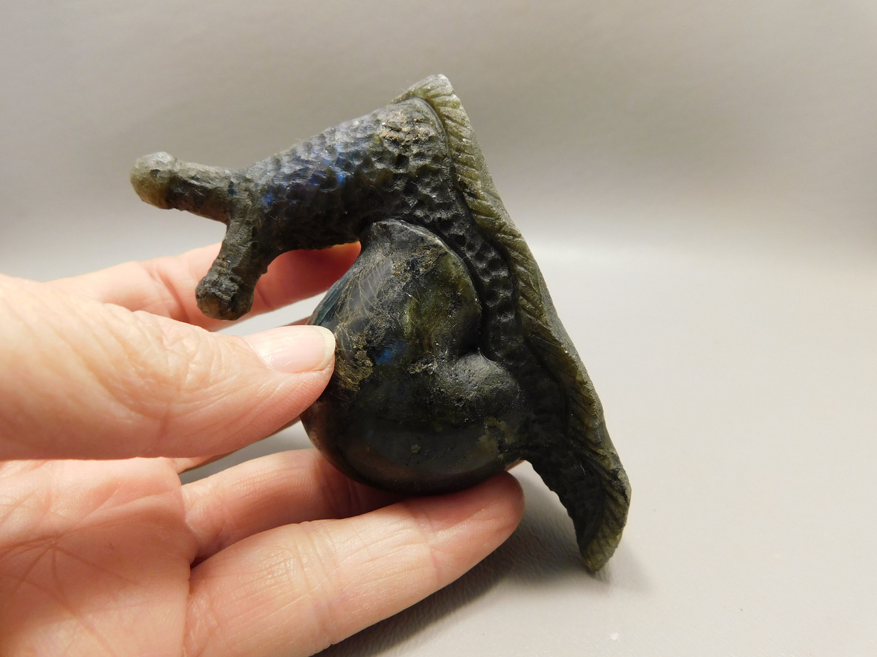 Snail Figurine Labradorite Carved 3.7 inch Gemstone Carving #O245