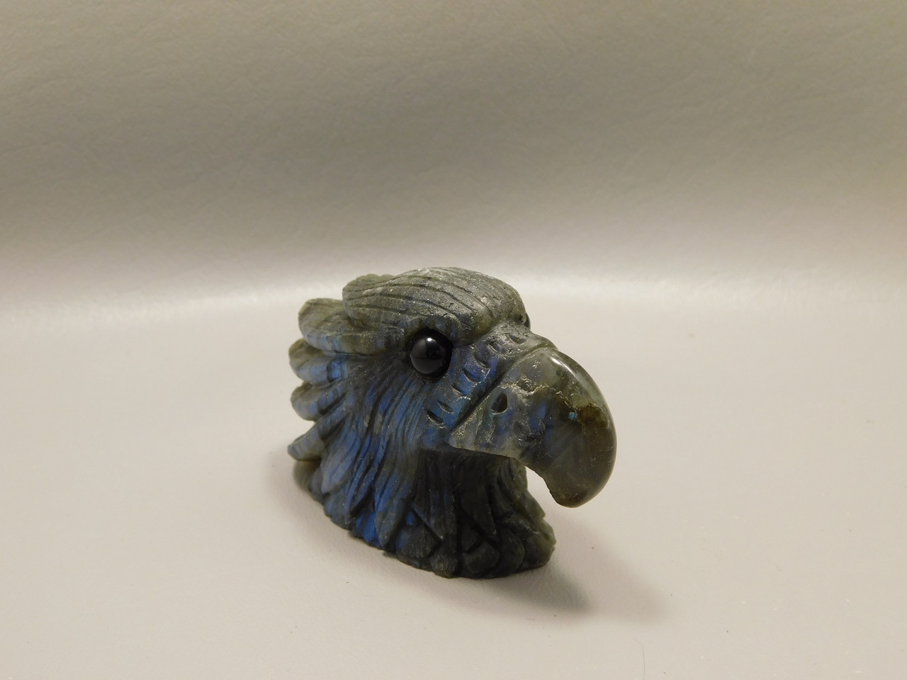 Eagle Head Figurine Animal Carving 3.3 inch Labradorite Gemstone #O36