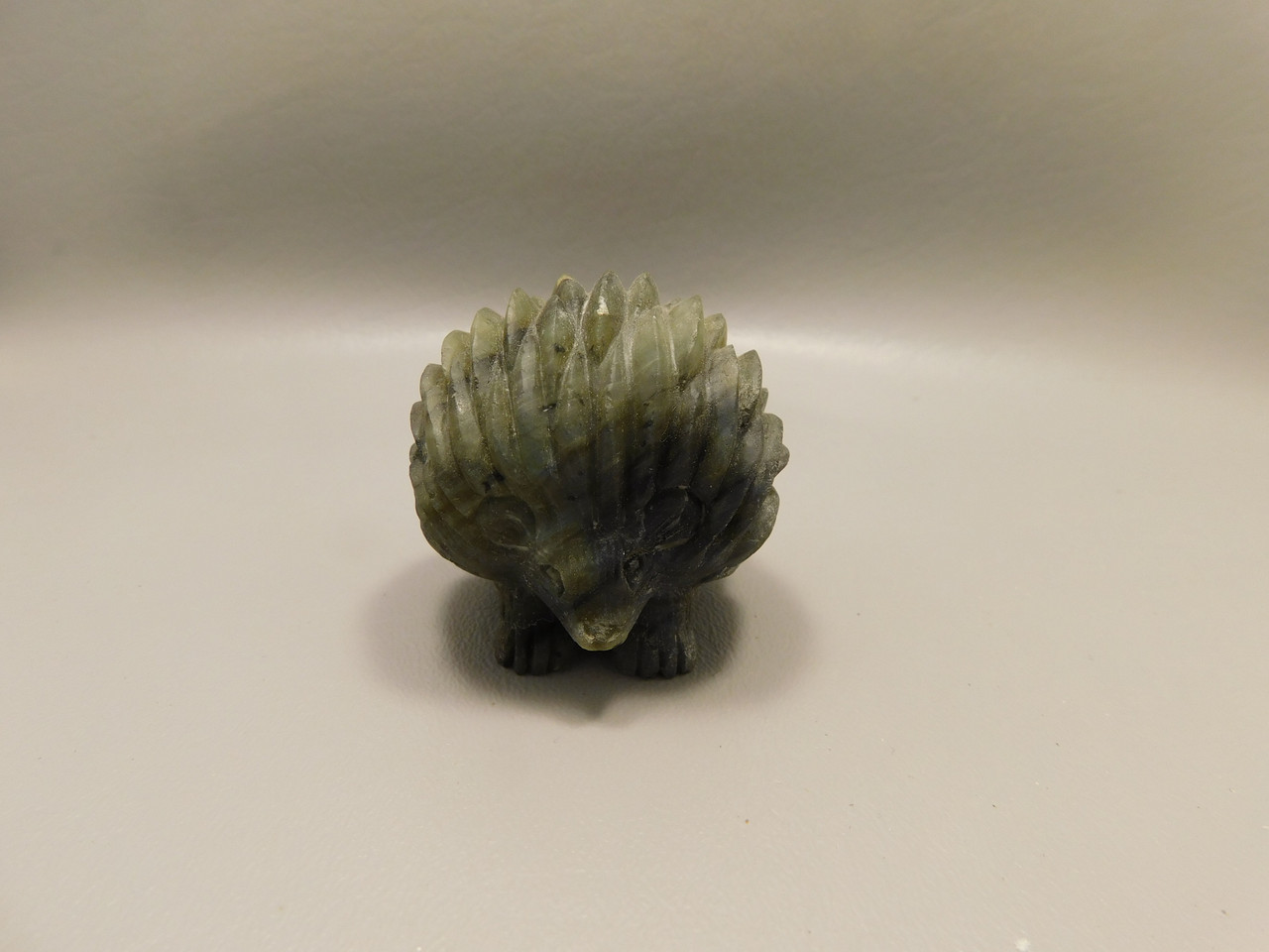 Hedgehog Figurine Labradorite Carved 2 inch Stone Animal #O2