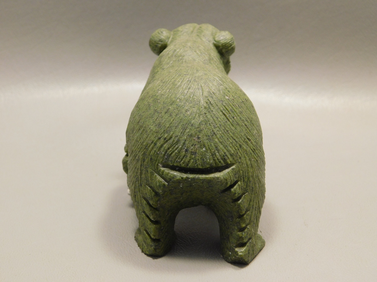 Bear Figurine Green Gemstone Animal Carving Verdite 4 inch #O33