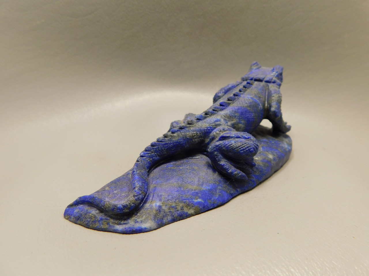 Lizard Figurine Blue Lapis Collectible Gemstone Animal Carving #O152
