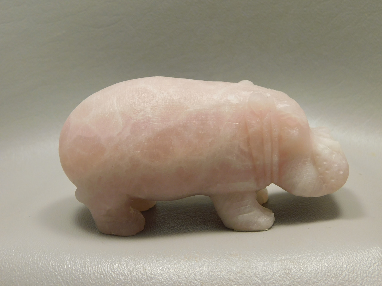 Hippopotamus Figurine Rose Quartz 4 inch Collectible Animal Pink #O158