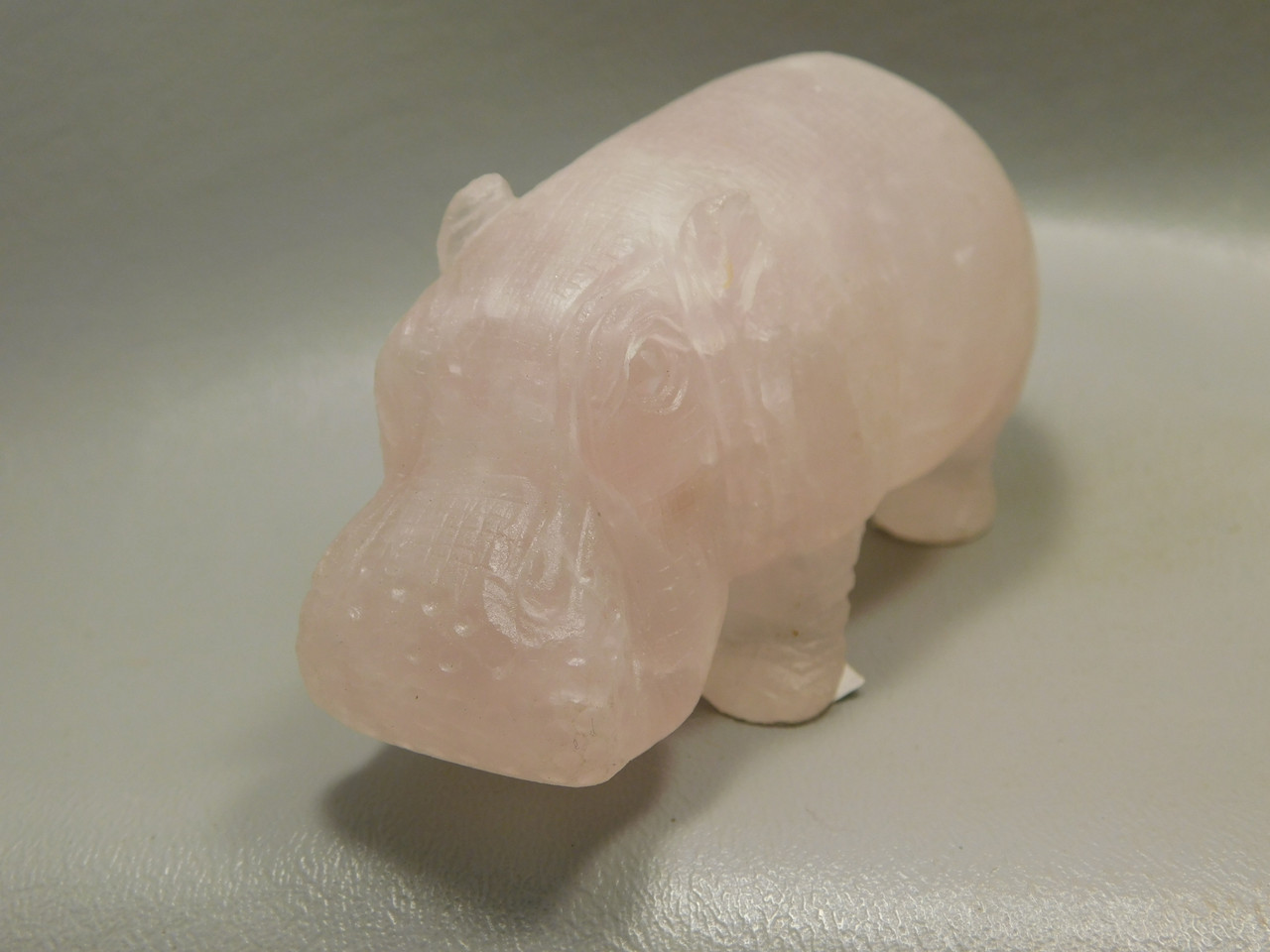 Hippopotamus Figurine Rose Quartz 4 inch Collectible Animal Pink #O160