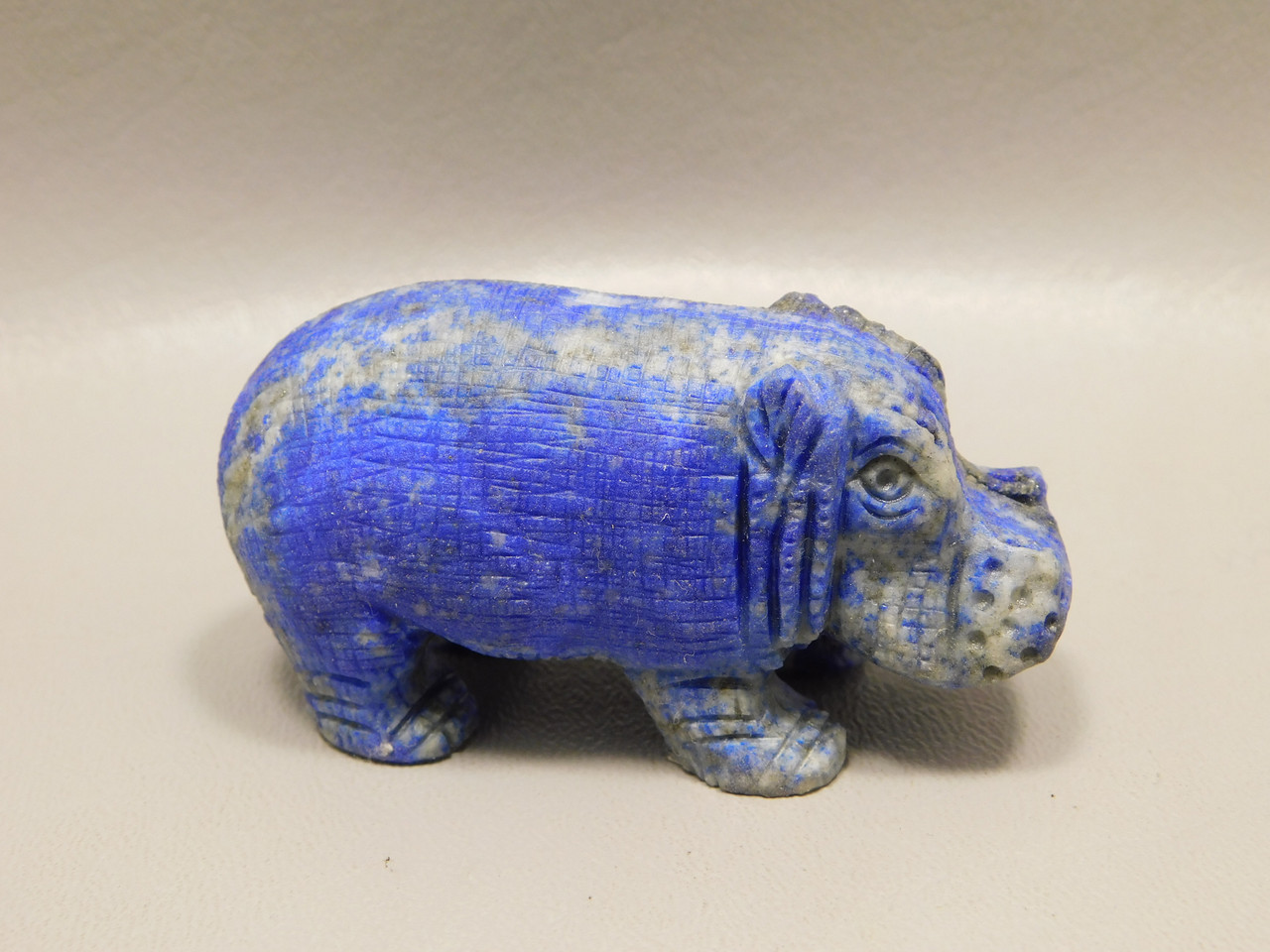 Hippopotamus Figurine Blue Lapis Small Collectible Animal #O5