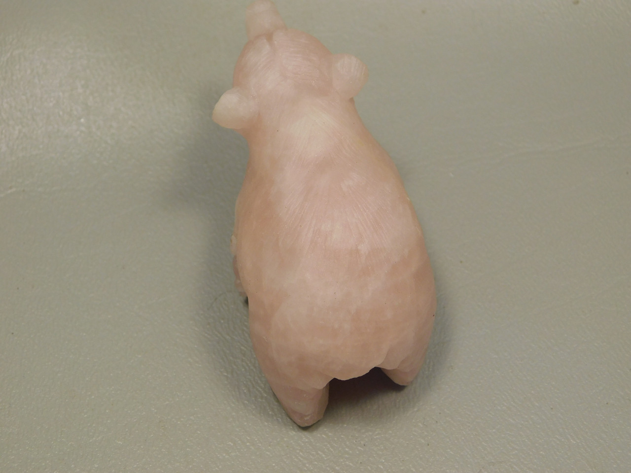 Bear Figurine Gemstone Animal Carving Rose Quartz 2.6 inch #O3