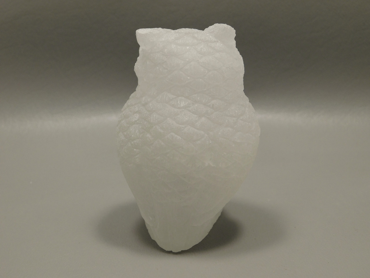 Owl Figurine White Gemstone Animal Carving Milky Quartz #O468