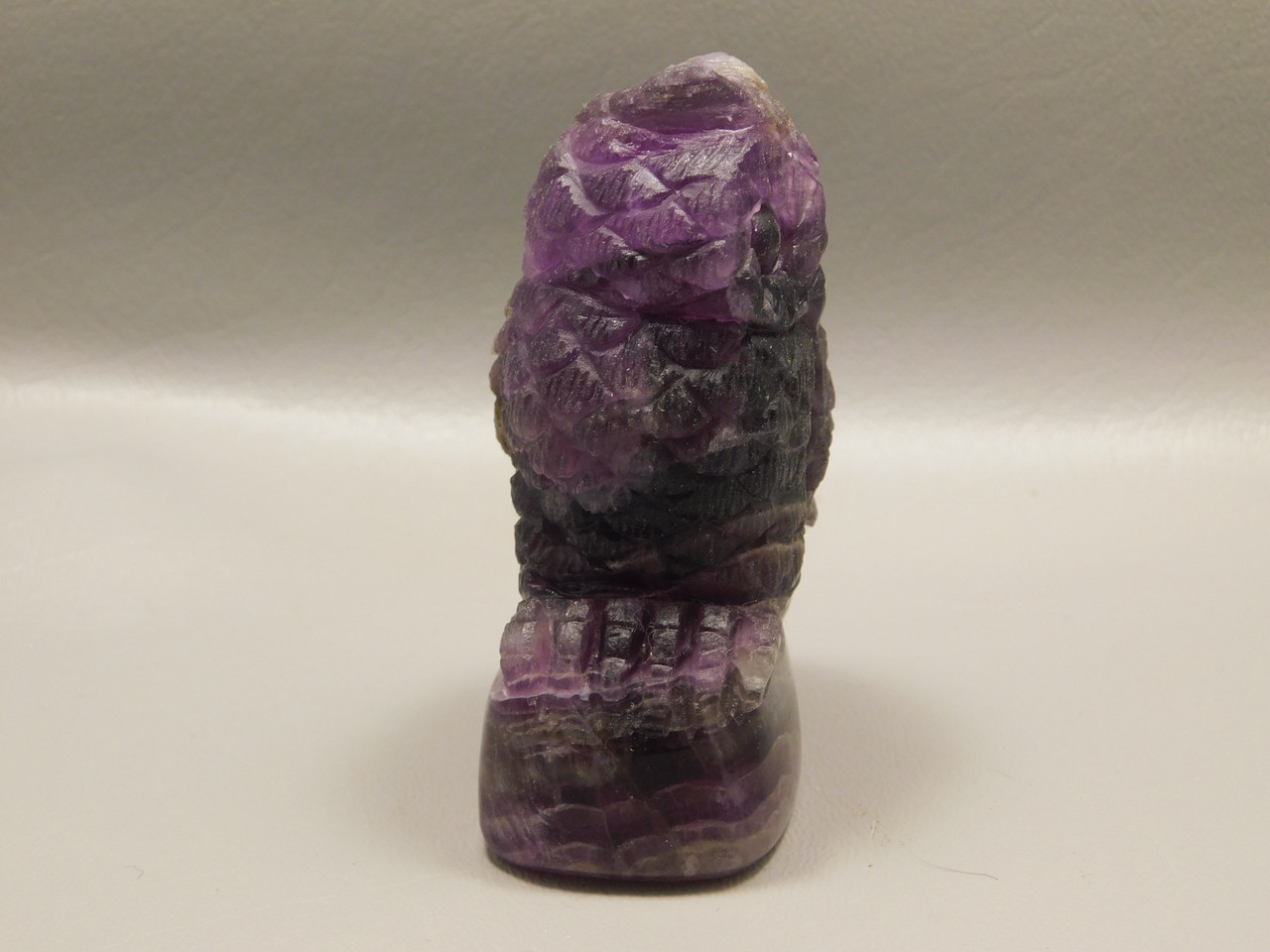 Owl Figurine Gemstone Animal Carving Purple Fluorite #O4