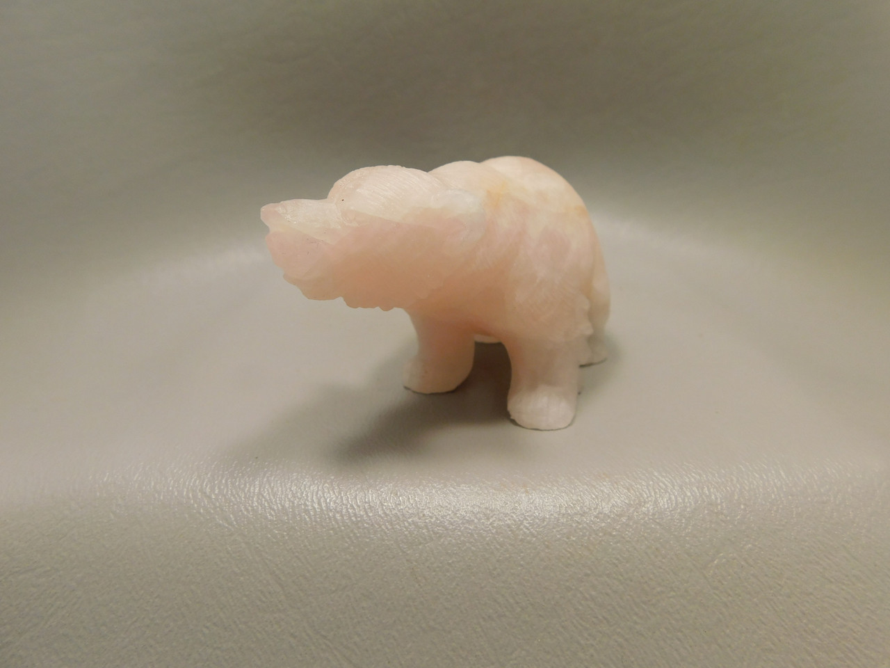 Bear Fetish Figurine Gemstone Animal Carving Rose Quartz 3 inch #O69