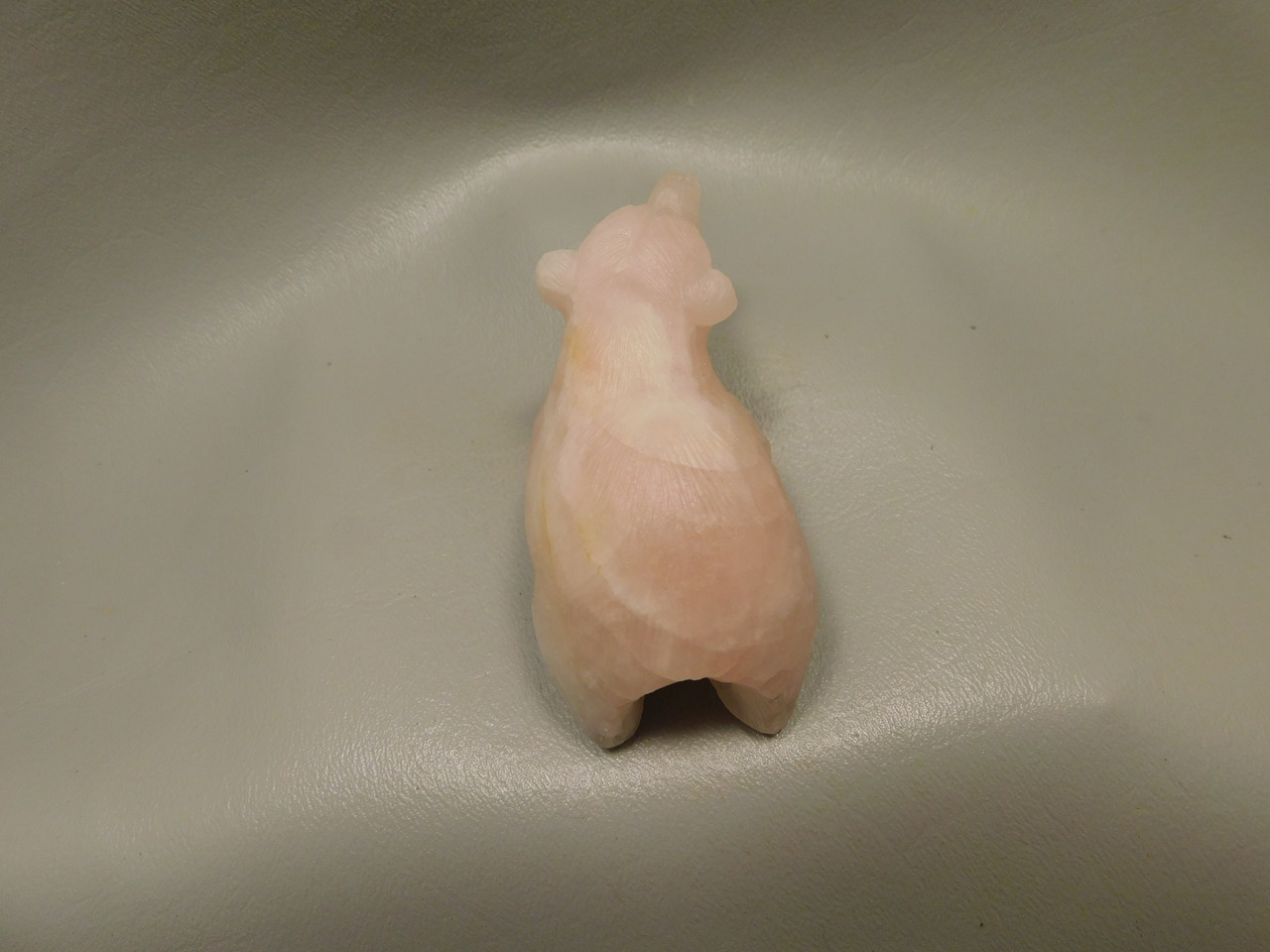 Bear Figurine Gemstone Animal Carving Rose Quartz 3 inch #O69