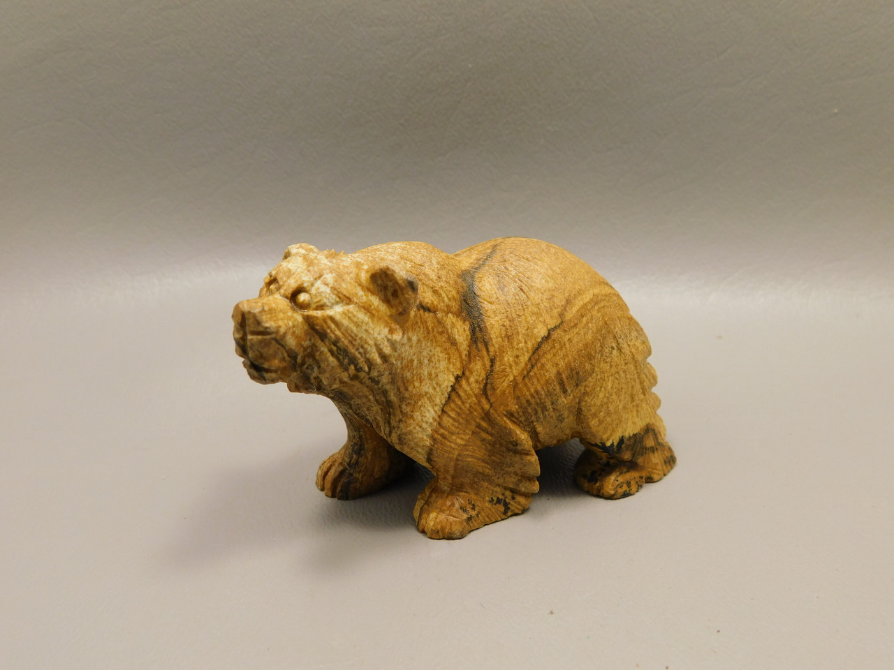 Bear Figurine Stone Animal Carving Kalahari Jasper 2.8 inch #O87