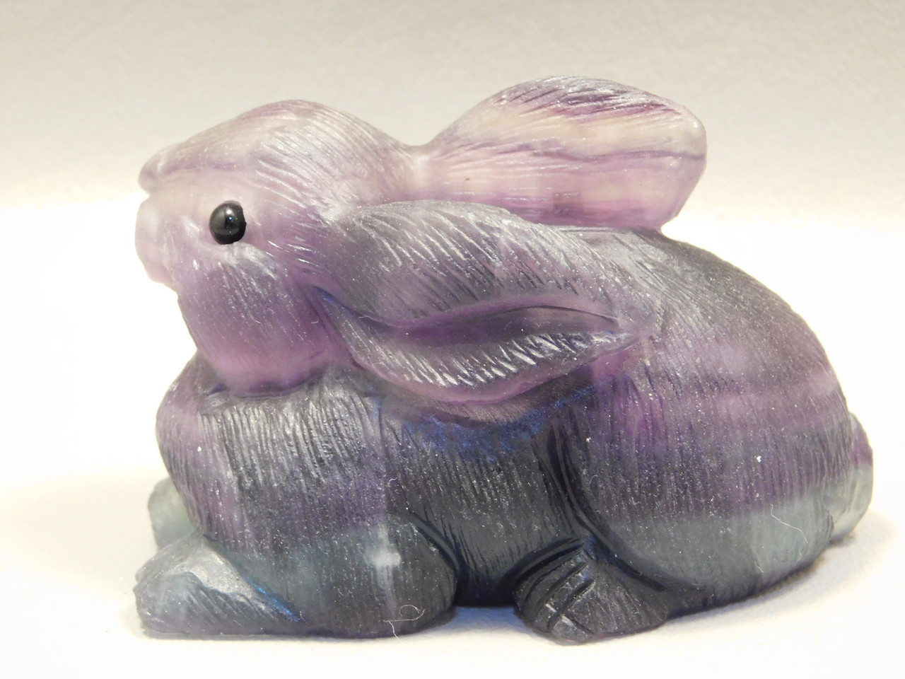 Rabbit Figurine Gemstone Animal Carving Purple Fluorite #O103