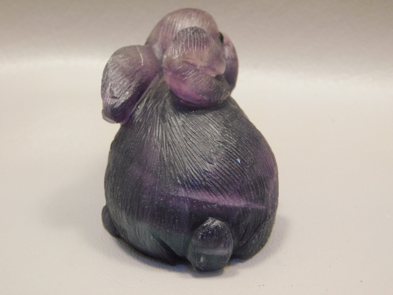 Rabbit Figurine Gemstone Animal Carving Purple Fluorite #O103