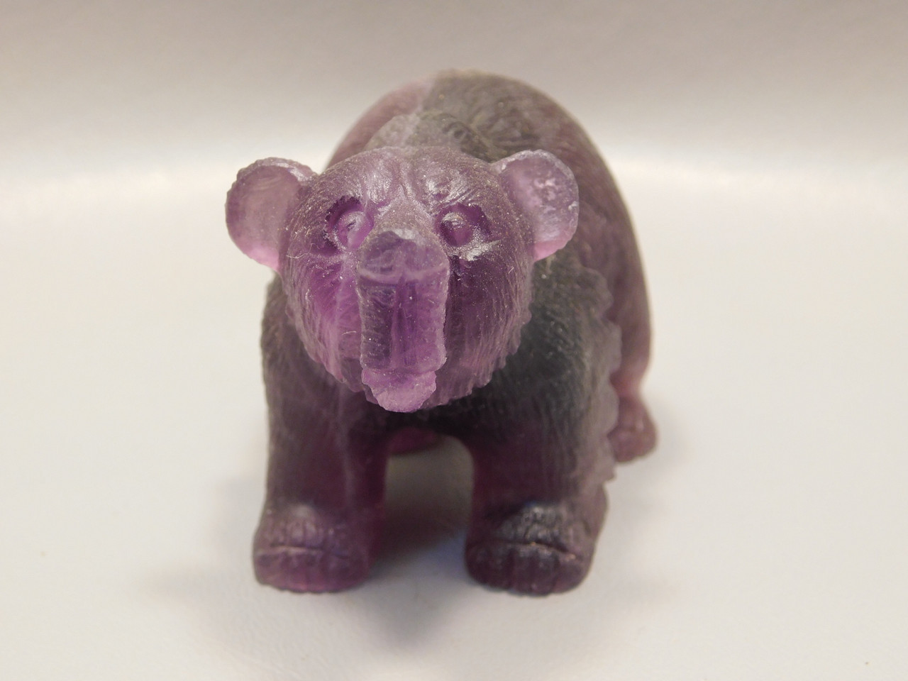 Bear Figurine Gemstone Carved Animal Purple Fluorite #O437