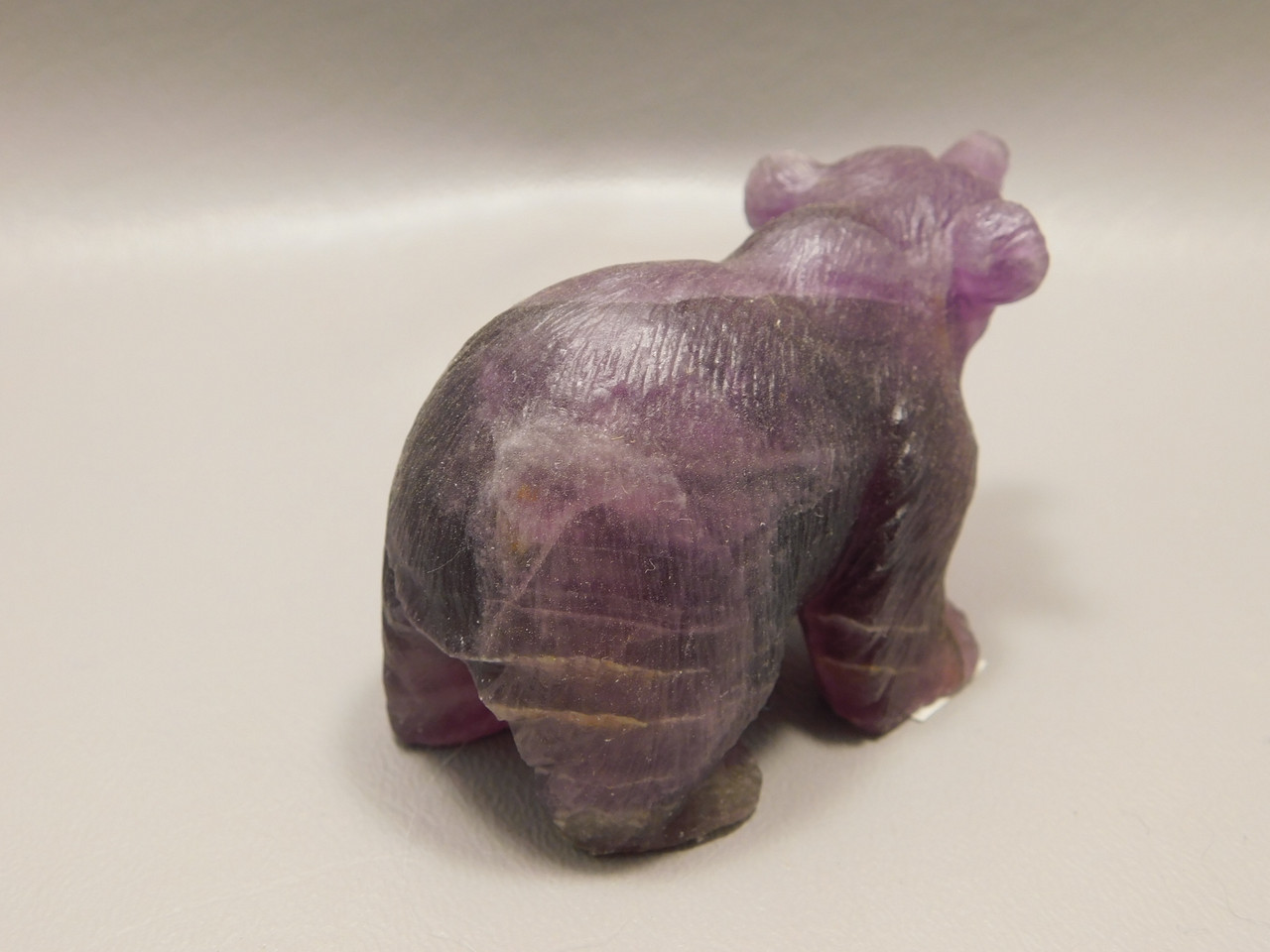 Bear Figurine Gemstone Animal Carving Purple Fluorite #O43