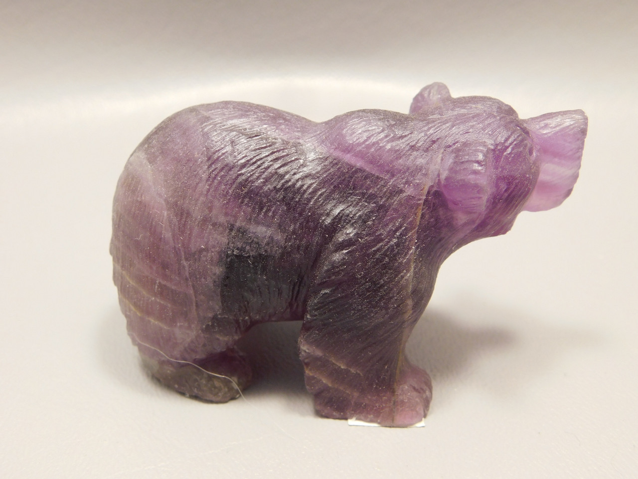 Bear Figurine Gemstone Animal Carving Purple Fluorite #O43