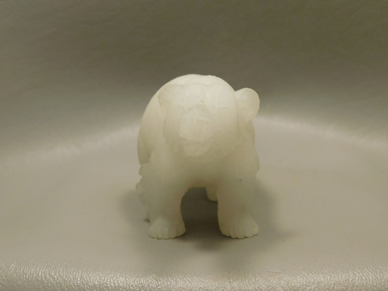 Bear Figurine Gemstone Animal Carving White Marble #O2