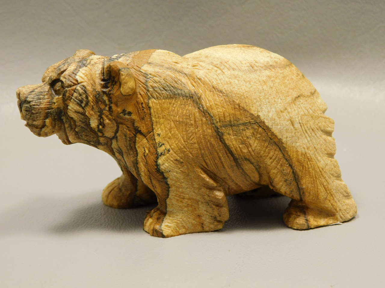 Bear Figurine Stone Animal Carving Kalahari Jasper 3.2 inch #O82