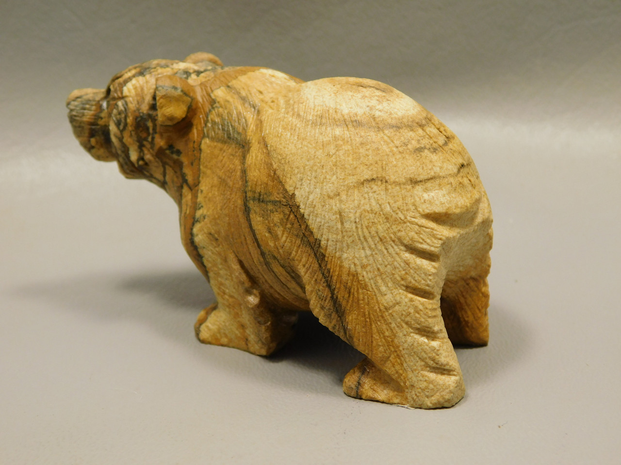 Bear Figurine Stone Animal Carving Kalahari Jasper 3.2 inch #O82