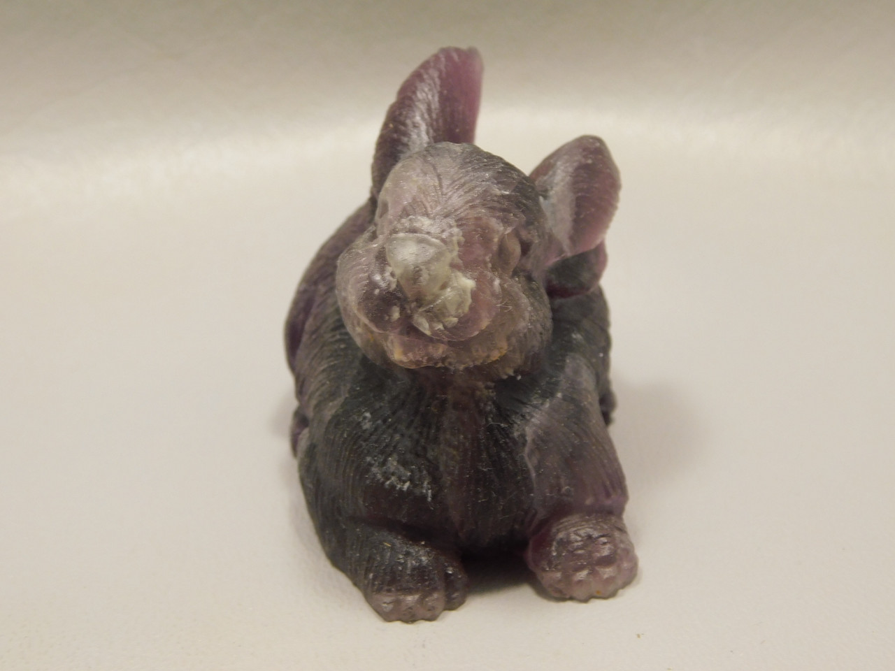 Rabbit Figurine Gemstone Animal Carving Purple Fluorite #O104