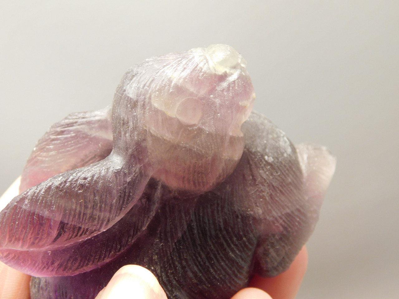 Rabbit Figurine Gemstone Animal Carving Purple Fluorite #O104
