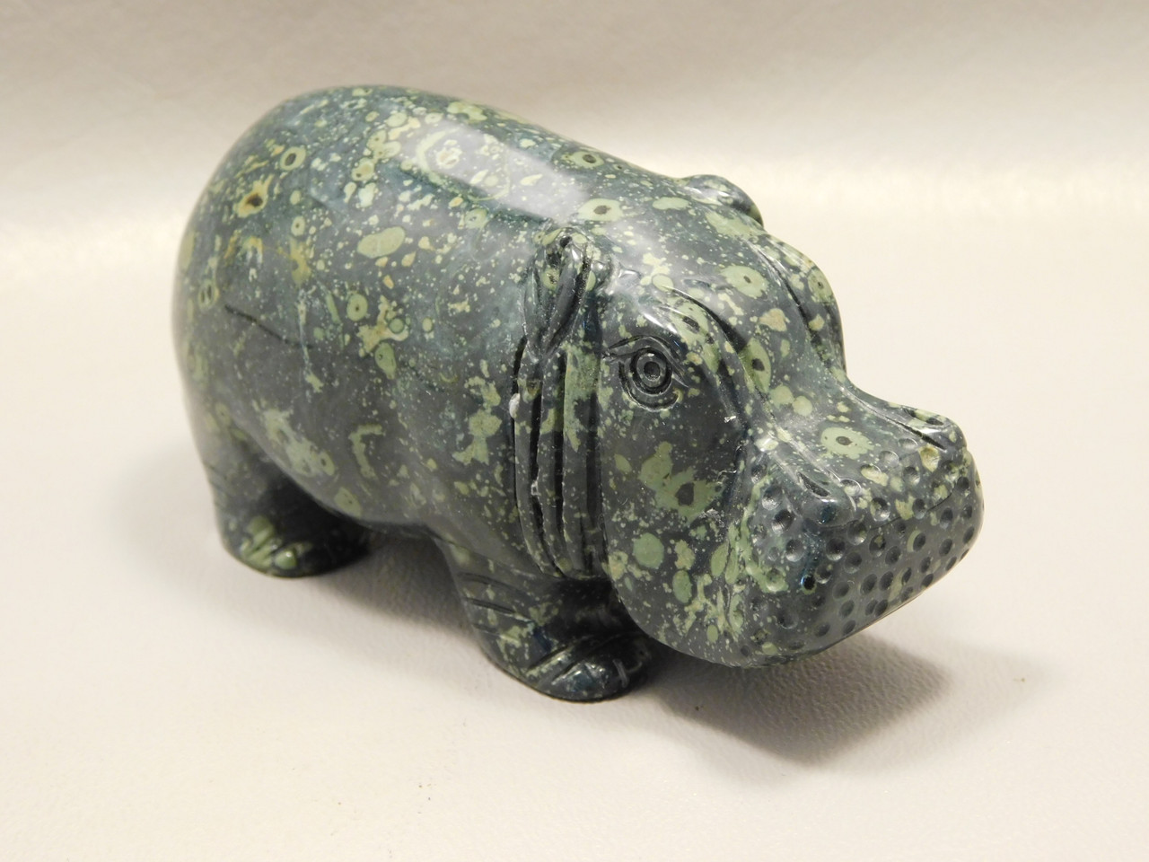 Hippopotamus Stone Figurine Kabamba Jasper Animal Carving #O156