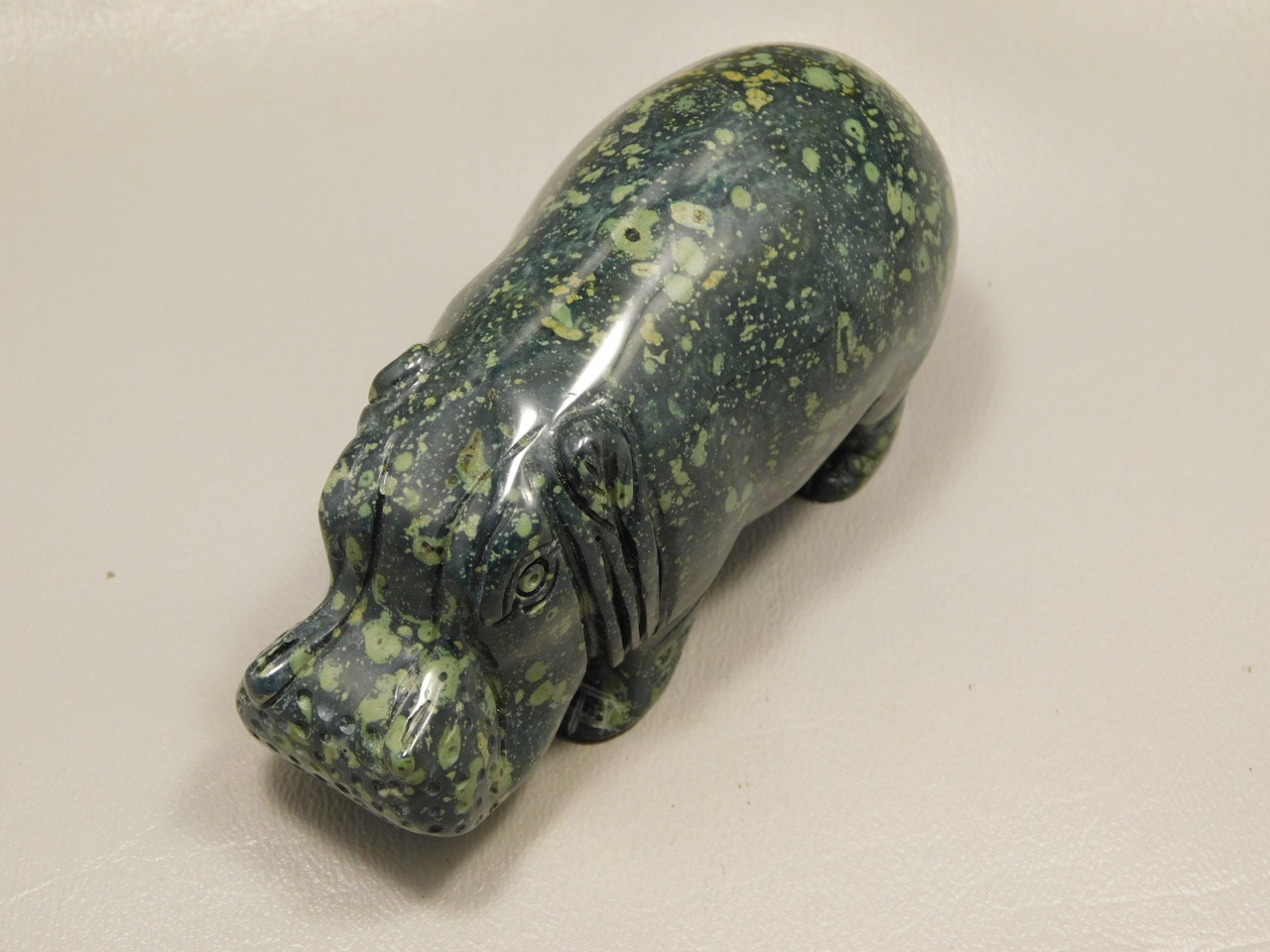 Hippopotamus Stone Figurine Kabamba Jasper Animal Carving #O157