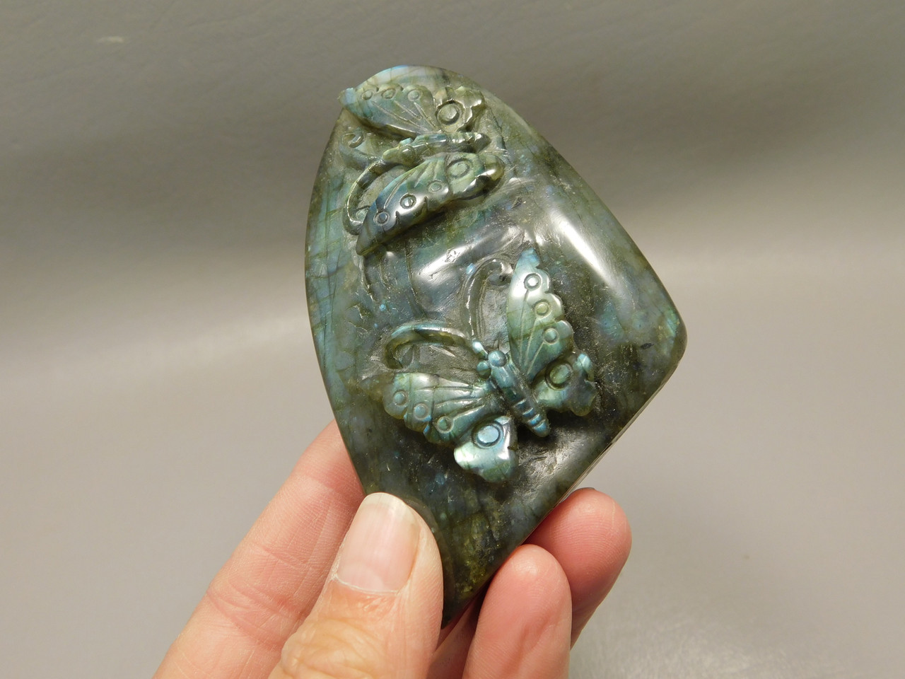 Butterfly Figurine Labradorite Stone Animal Insect Carving #O10