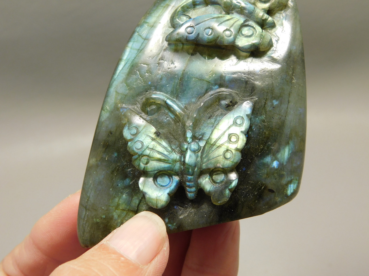 Butterfly Figurine Labradorite Stone Animal Insect Carving #O10