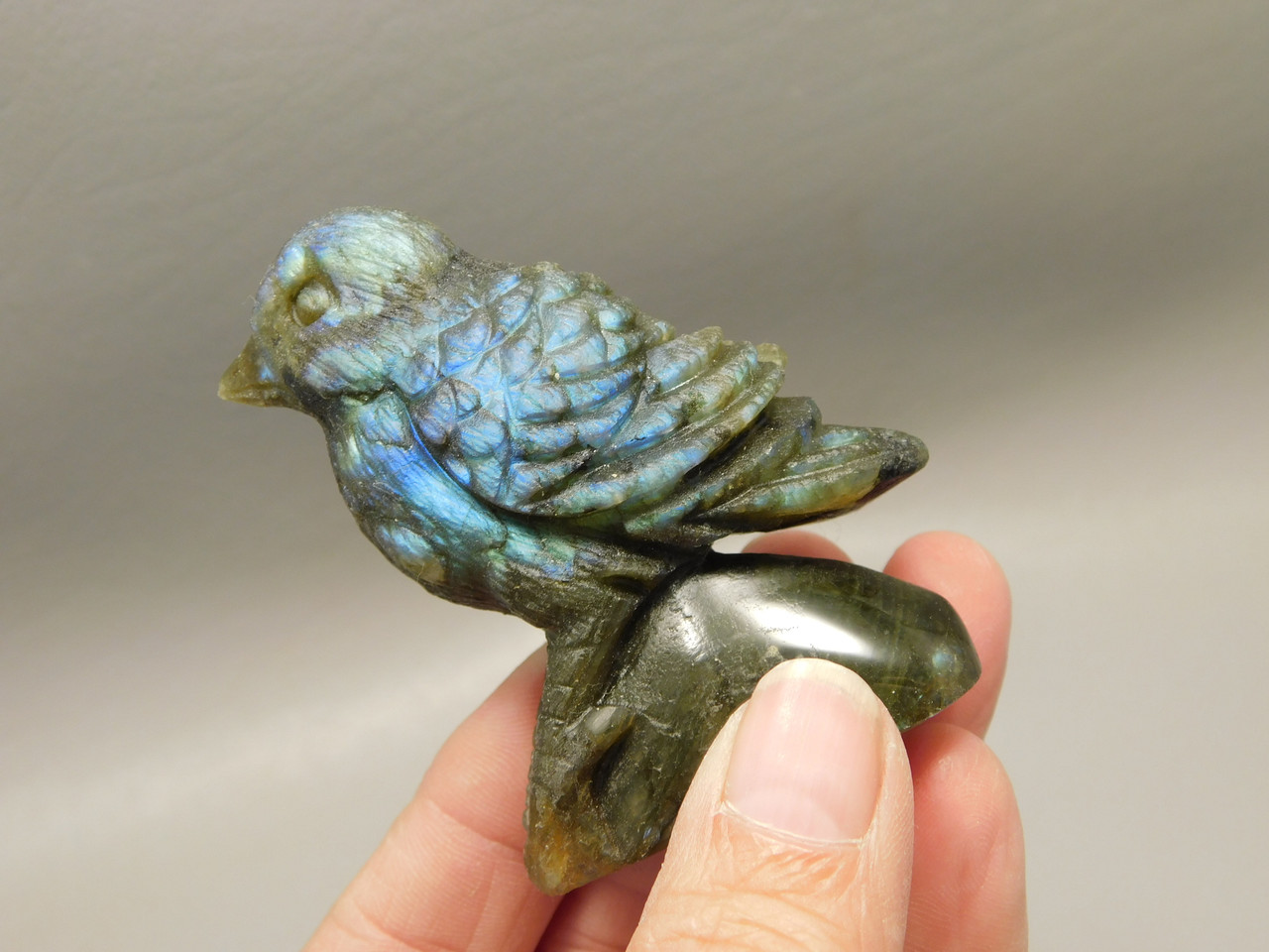 Bird Figurine Labradorite Hand Carved 2.3 inch Gemstone #O83