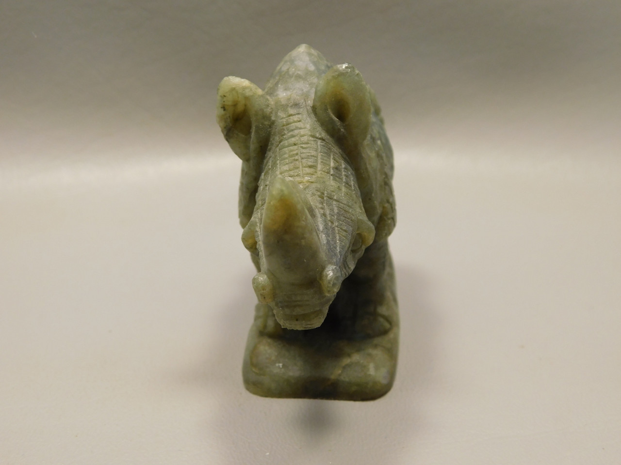 Rhinoceros Figurine Labradorite Hand Carved Stone Animal #O13