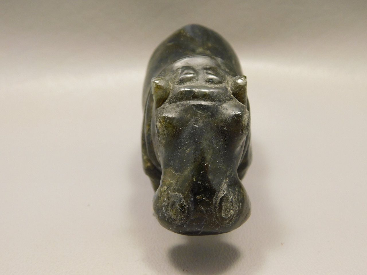 Hippopotamus Figurine Labradorite Hand Carved 3.5 inch Stone Animal #O57