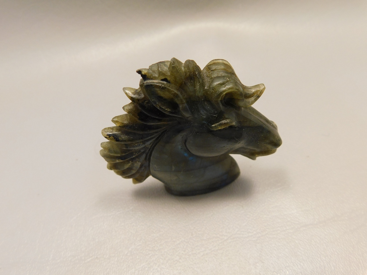 Horse Head Figurine Labradorite Stone Animal 3 inch Carving #O222