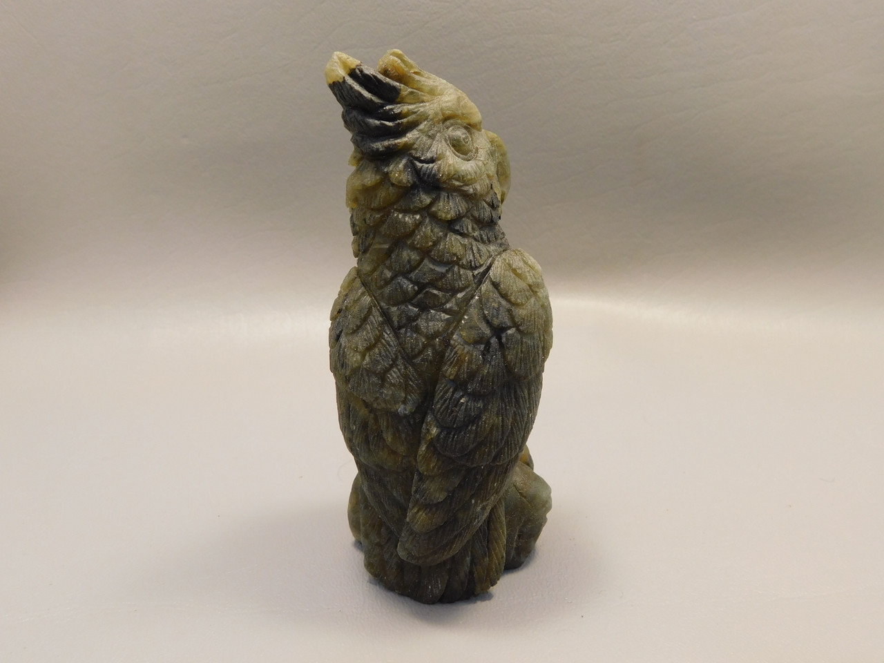 Cockatoo Cocatiel Parrot Bird Labradorite Stone Animal Carving #O1
