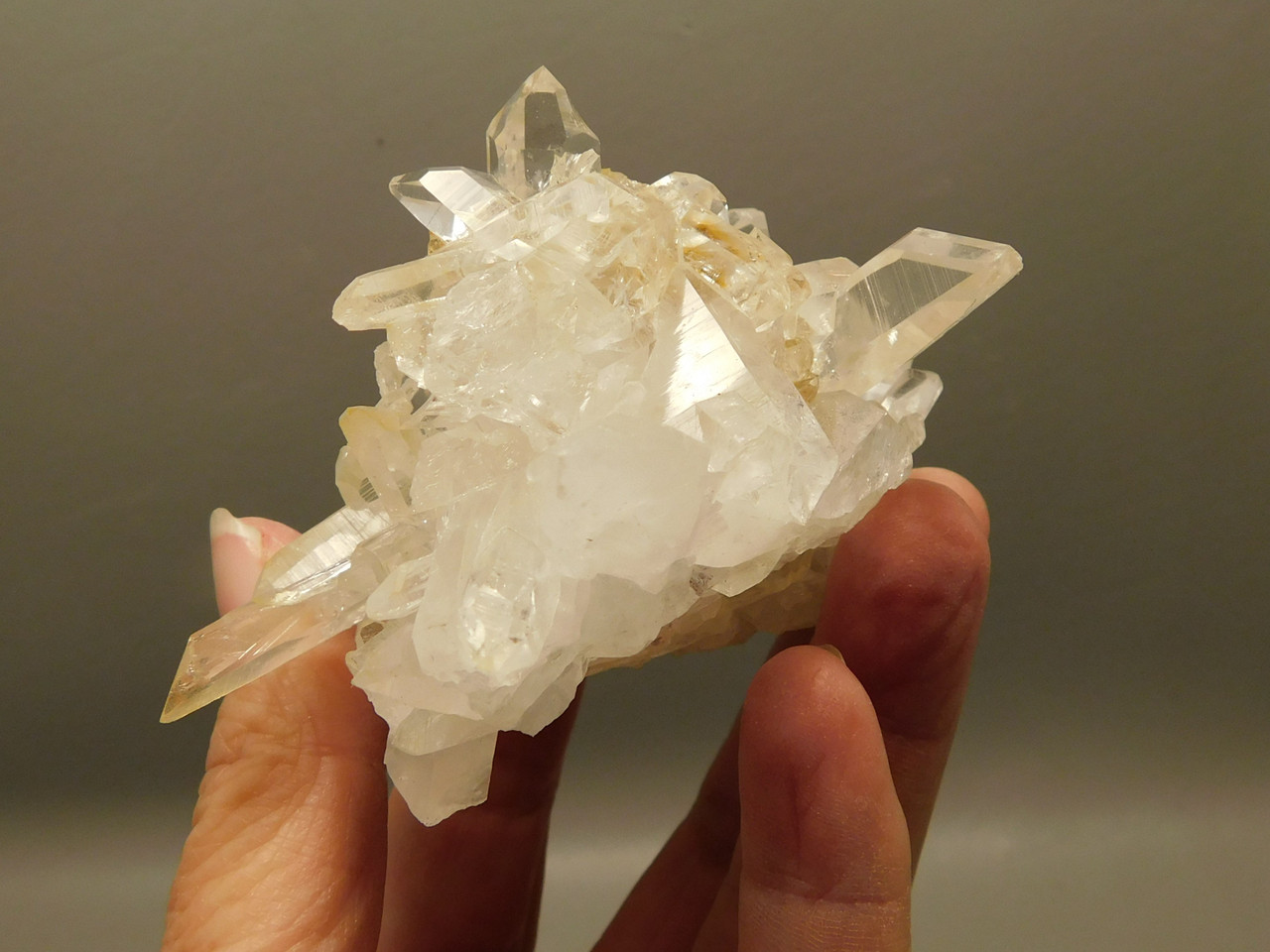 Lemurian Quartz Cluster Clear Natural Crystal Points 3.4 inch Columbia #O8