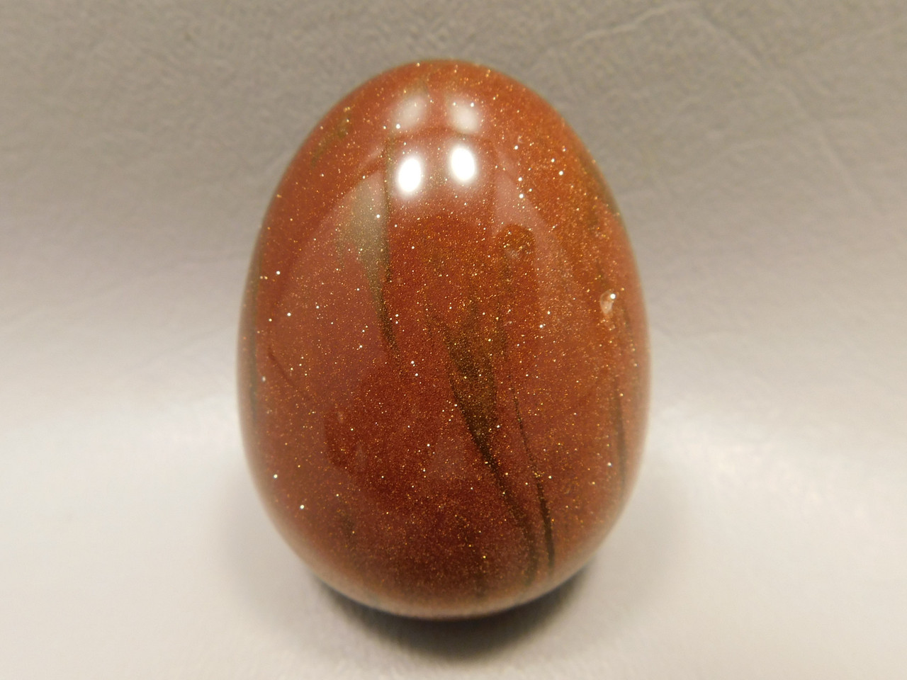 Goldstone Sparkling Stone Egg Carving 2 inch Sparkly Glass  #O11