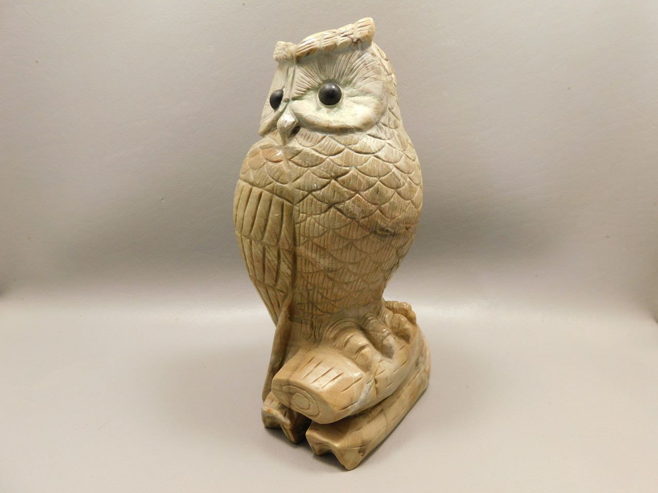 Owl Figurine Petrified Wood Gemstone Animal Carving #O513