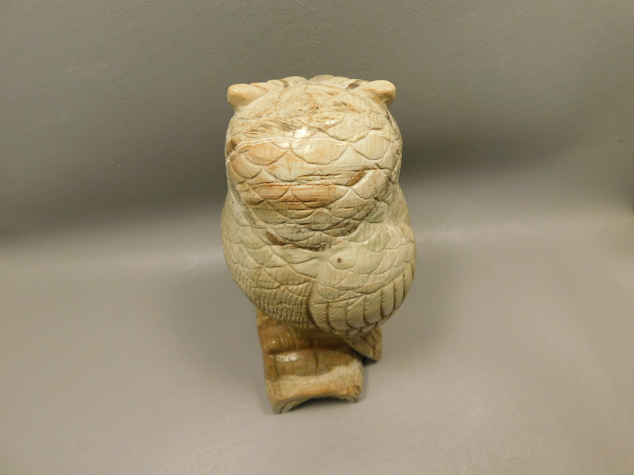 Owl Figurine Petrified Wood Gemstone Animal Carving #O513