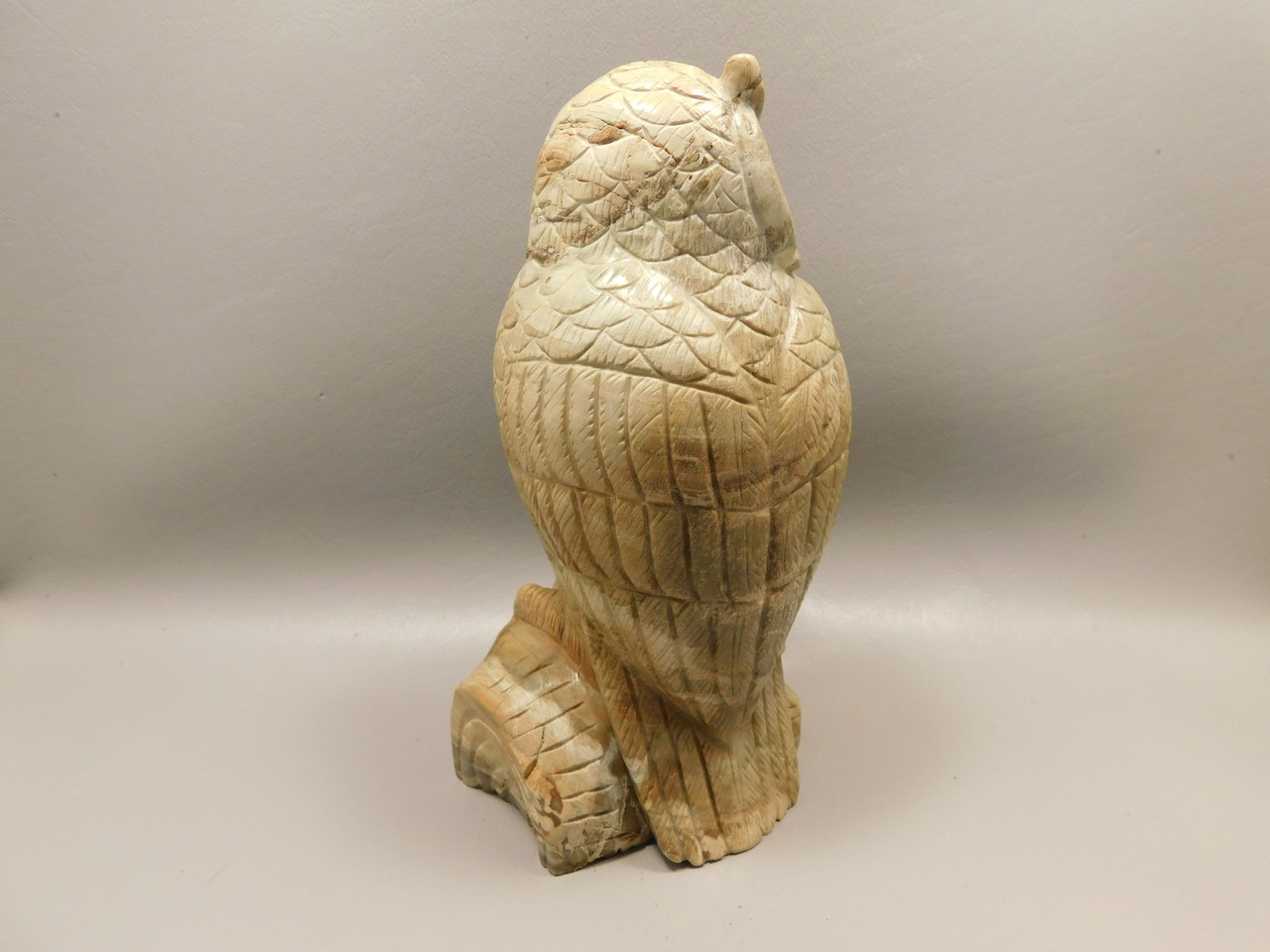 Owl Figurine Petrified Wood Gemstone Animal Carving #O513