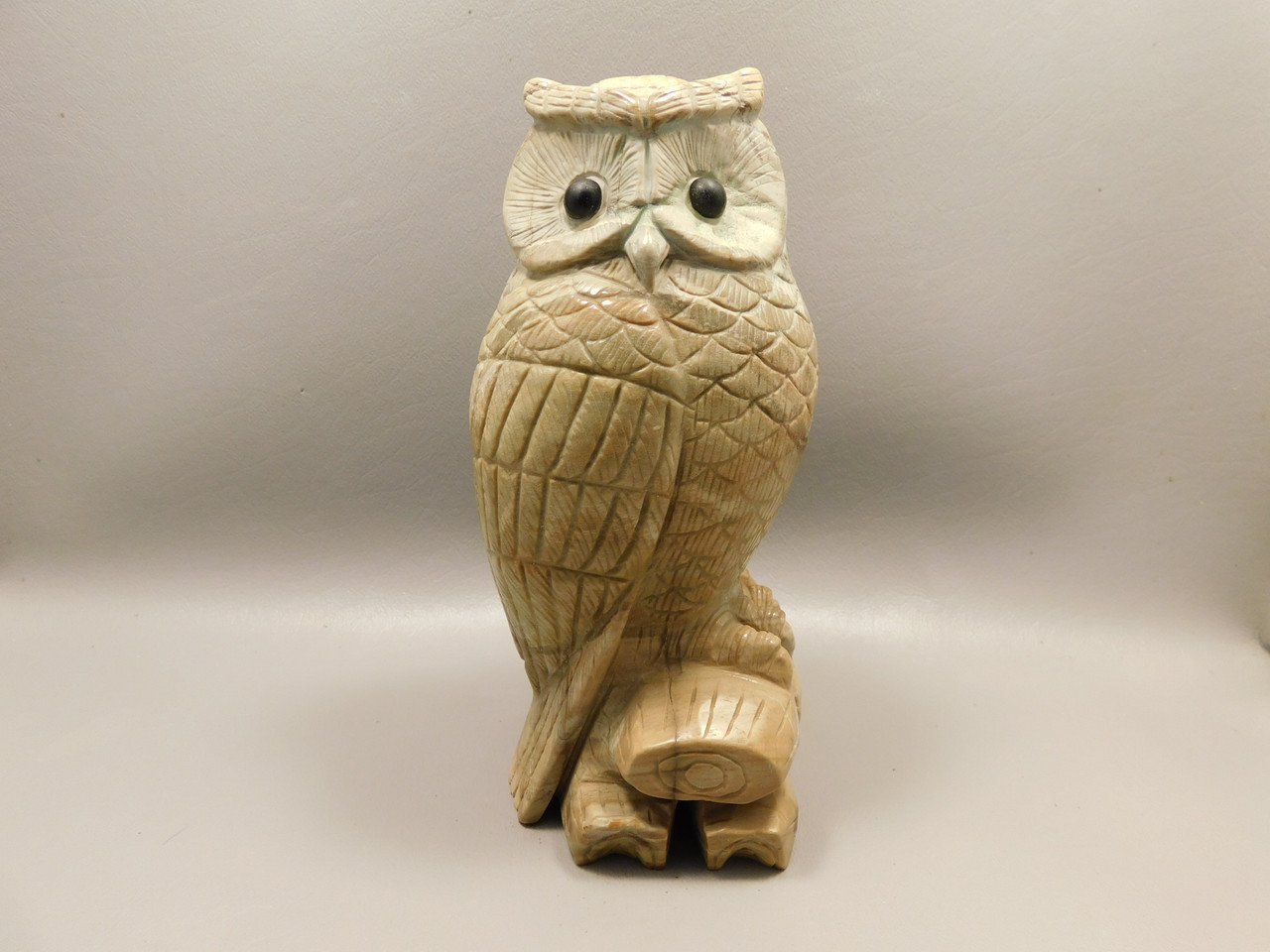 Owl Figurine Petrified Wood Gemstone Animal Carving #O513