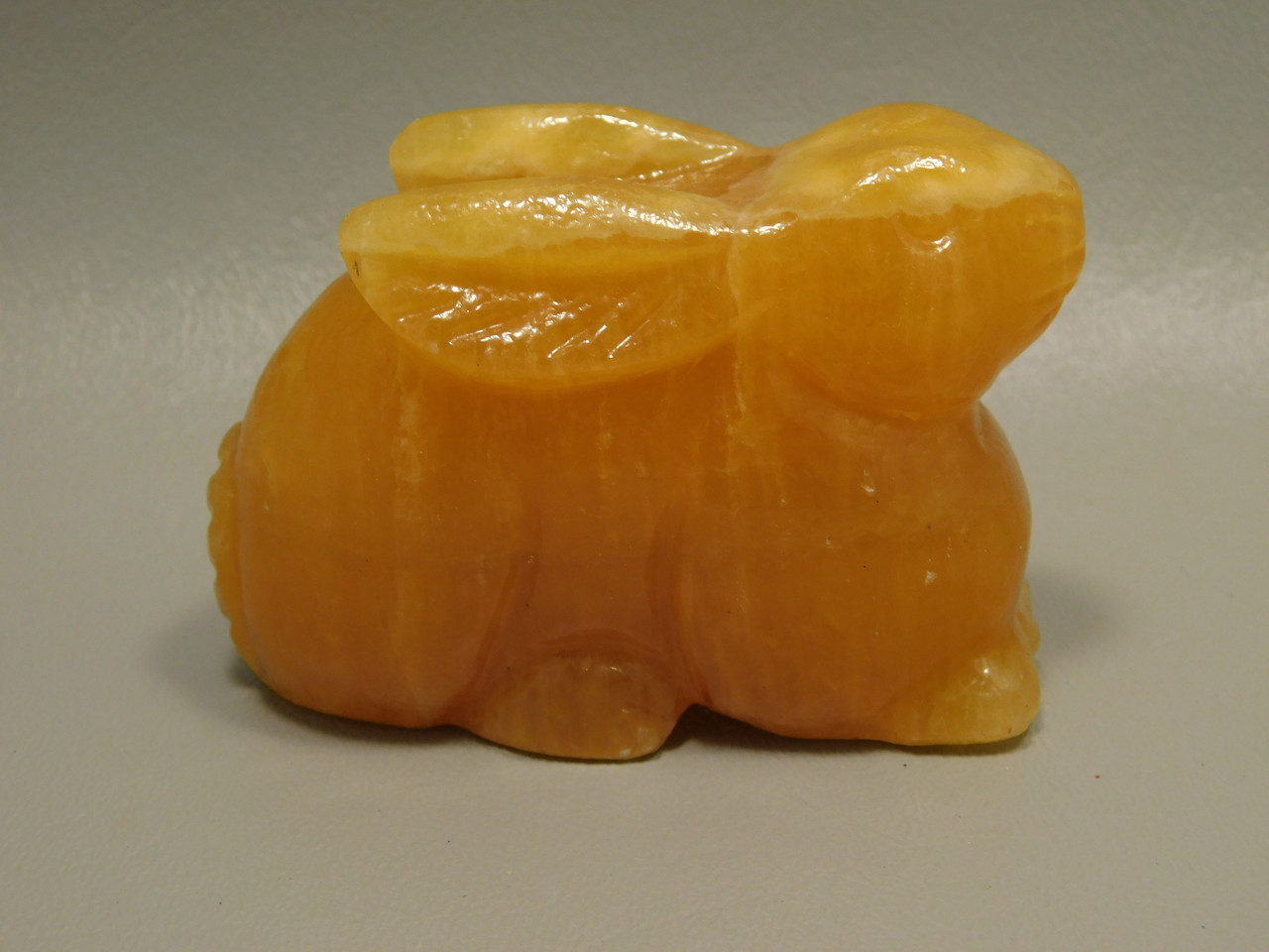 Rabbit Figurine Orange Calcite 3 inch Animal Gemstone Carving Easter Bunny
