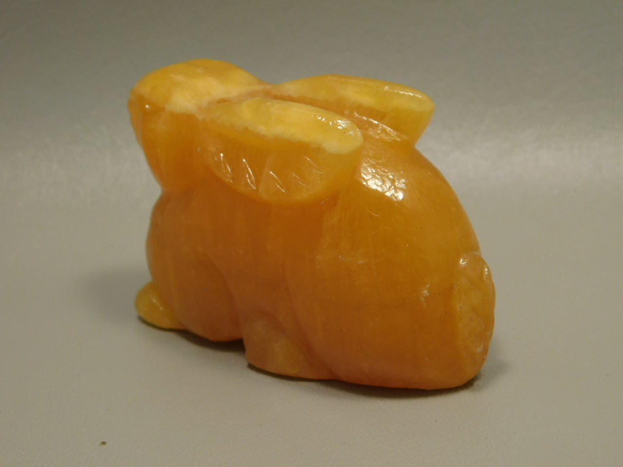 Rabbit Figurine Orange Calcite 3 inch Animal Gemstone Carving Easter Bunny