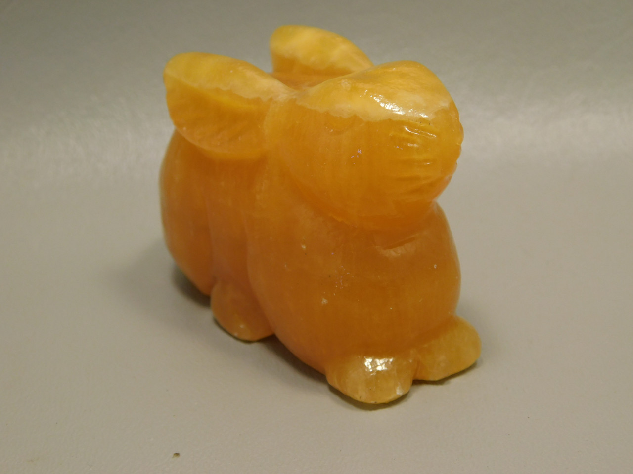 Rabbit Figurine Orange Calcite 3 inch Animal Gemstone Carving Easter Bunny