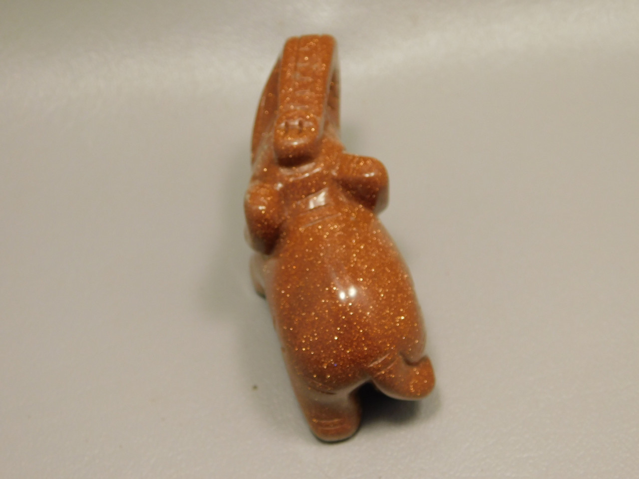 Elephant Figurine Sparkly Goldstone 3 inch Animal Carving Glass