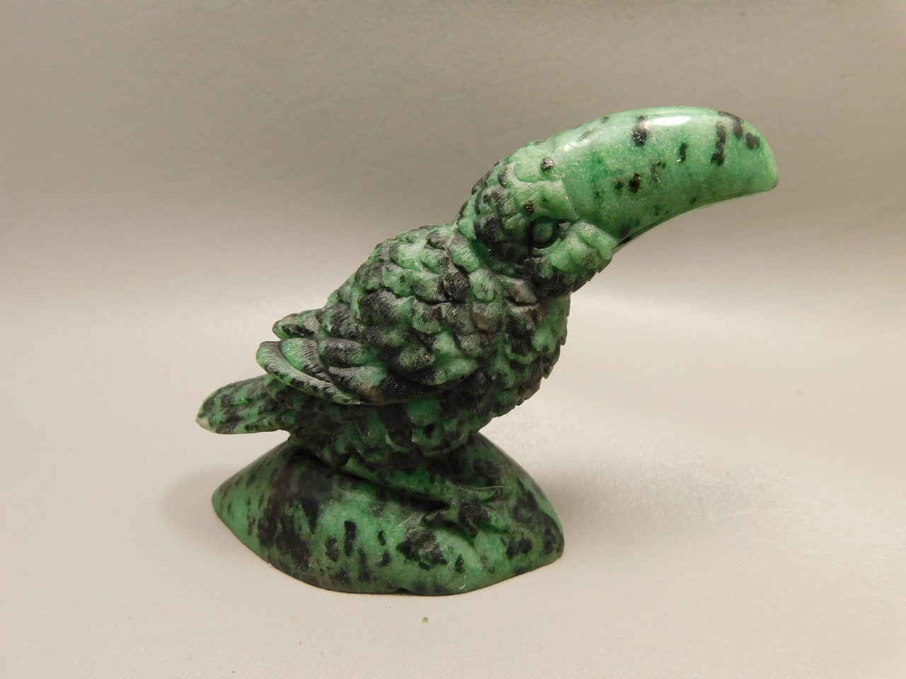 Toucan Bird Figurine Ruby and Zoisite Hand Carved Stone Carving #O362