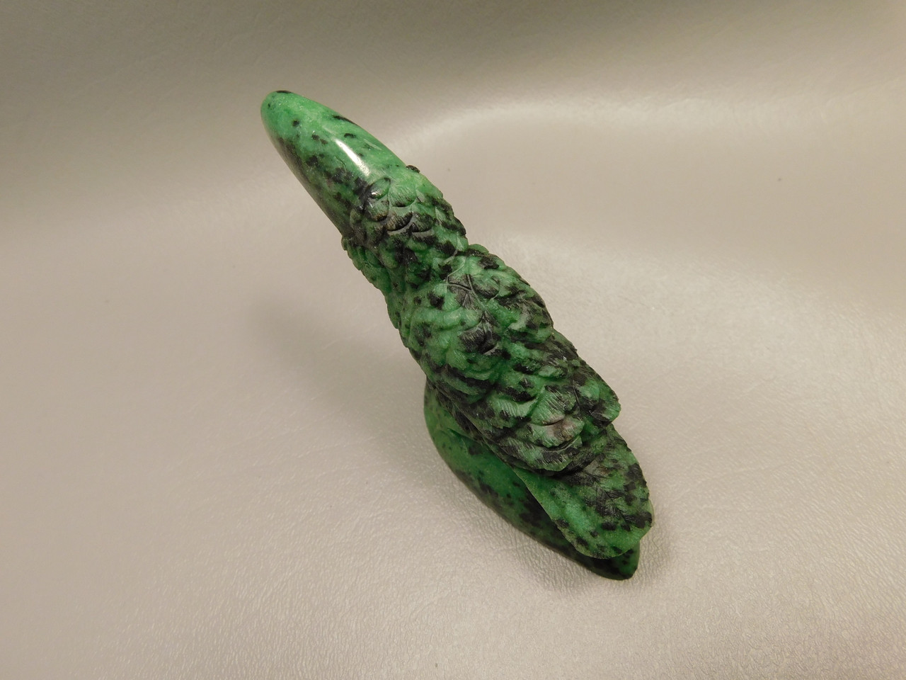Toucan Bird Figurine Ruby and Zoisite Hand Carved Stone Carving #O362