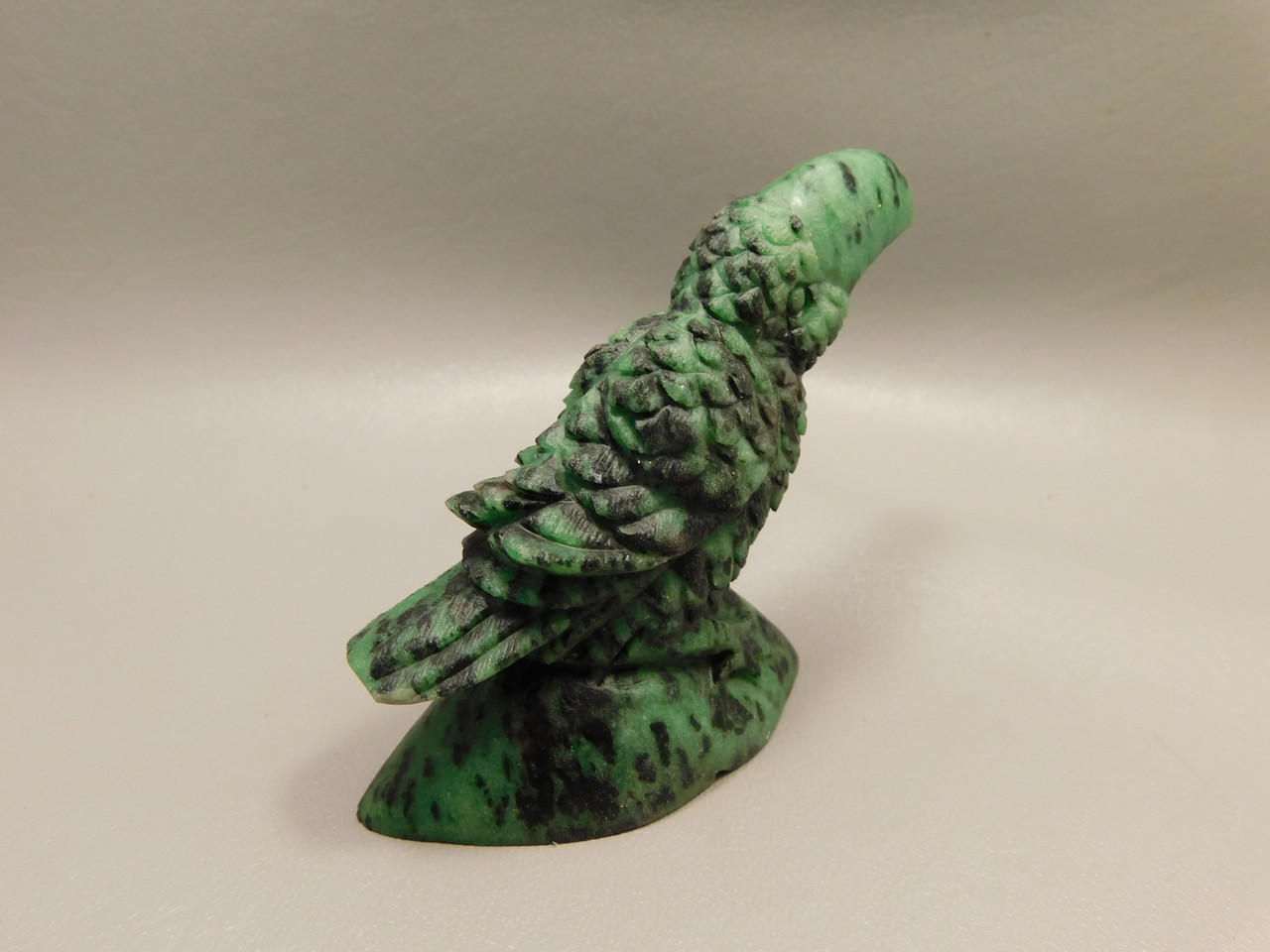 Toucan Bird Figurine Ruby and Zoisite Hand Carved Stone Carving #O362