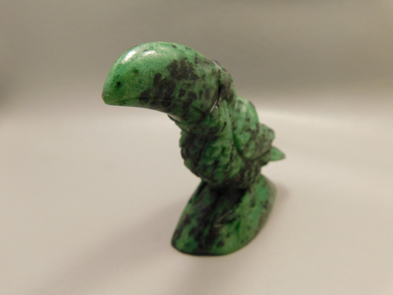Toucan Bird Figurine Ruby and Zoisite Hand Carved Stone Carving #O362