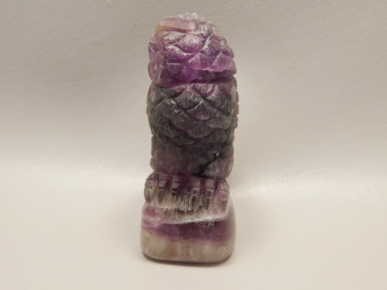 Owl Figurine 3.4 inch Gemstone Animal Carving Purple Fluorite #O2
