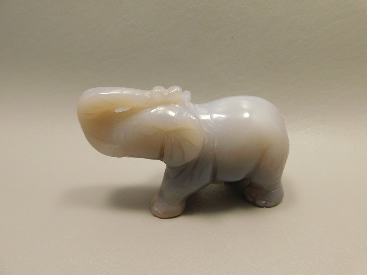 Elephant Figurine Agate 3 inch Animal Gemstone Carving #O2