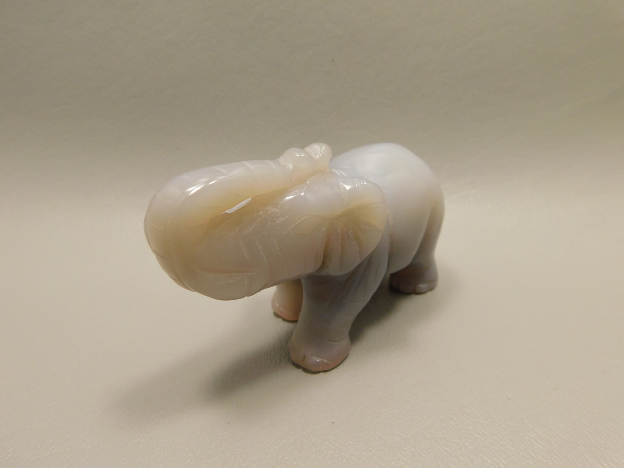 Elephant Figurine Agate 3 inch Animal Gemstone Carving #O2